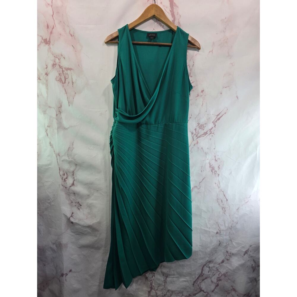 J Jill Dress Womens Medium Green Tank Pleated Asymmetric Kelly Wearever